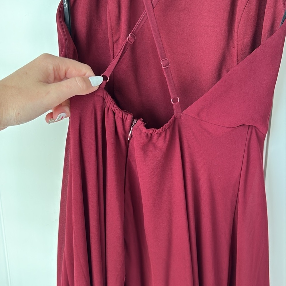 Lulu's Red Burgundy Strapless Open Back Bridesmaid Dress small - Picture 6 of 7